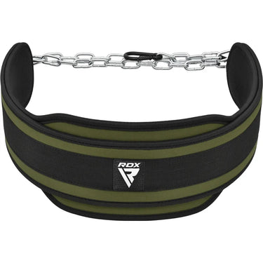 RDX T7 Elite Weight Training Dipping Belt With Chain#color_army-green